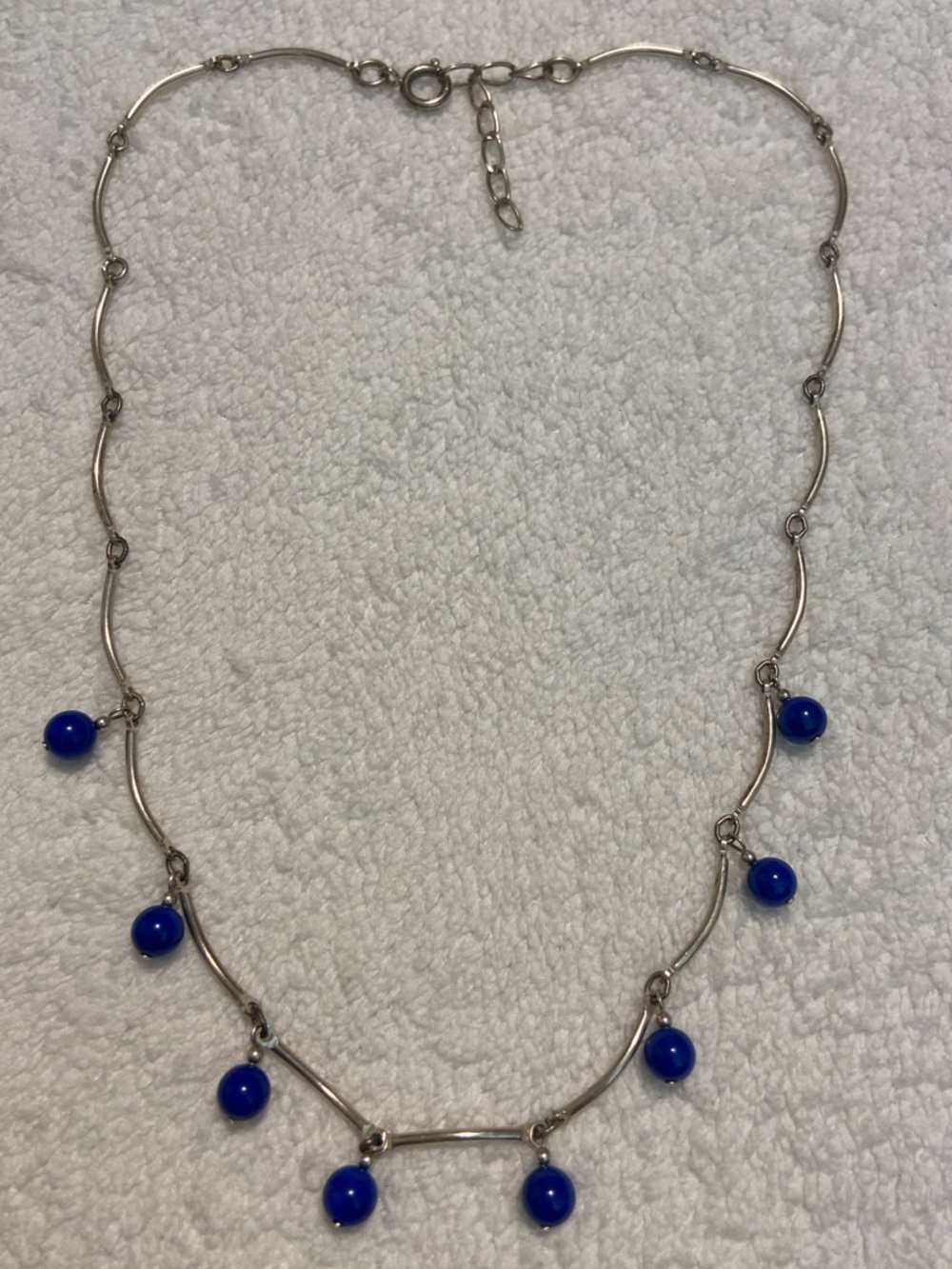 Sterling silver 925 blue bead dangle necklace